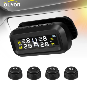 Solar Power TPMS Tire Pressure Sensor Temperature Warning Digital Display Car Tire Pressure Monitor System Alarm Car Fuel Save
