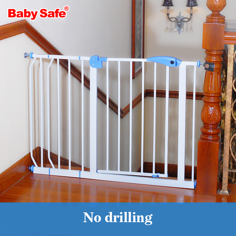 Home 82-90cm Width Baby Safety Gate 100cm High Stair Gate Iron Door Baby Safety Barrier Pet Isolation Door White