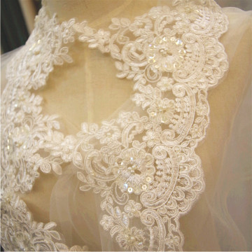 10 yards Alencon Lace Trim With Pearl Beaded Sequined Wedding Lace Trim