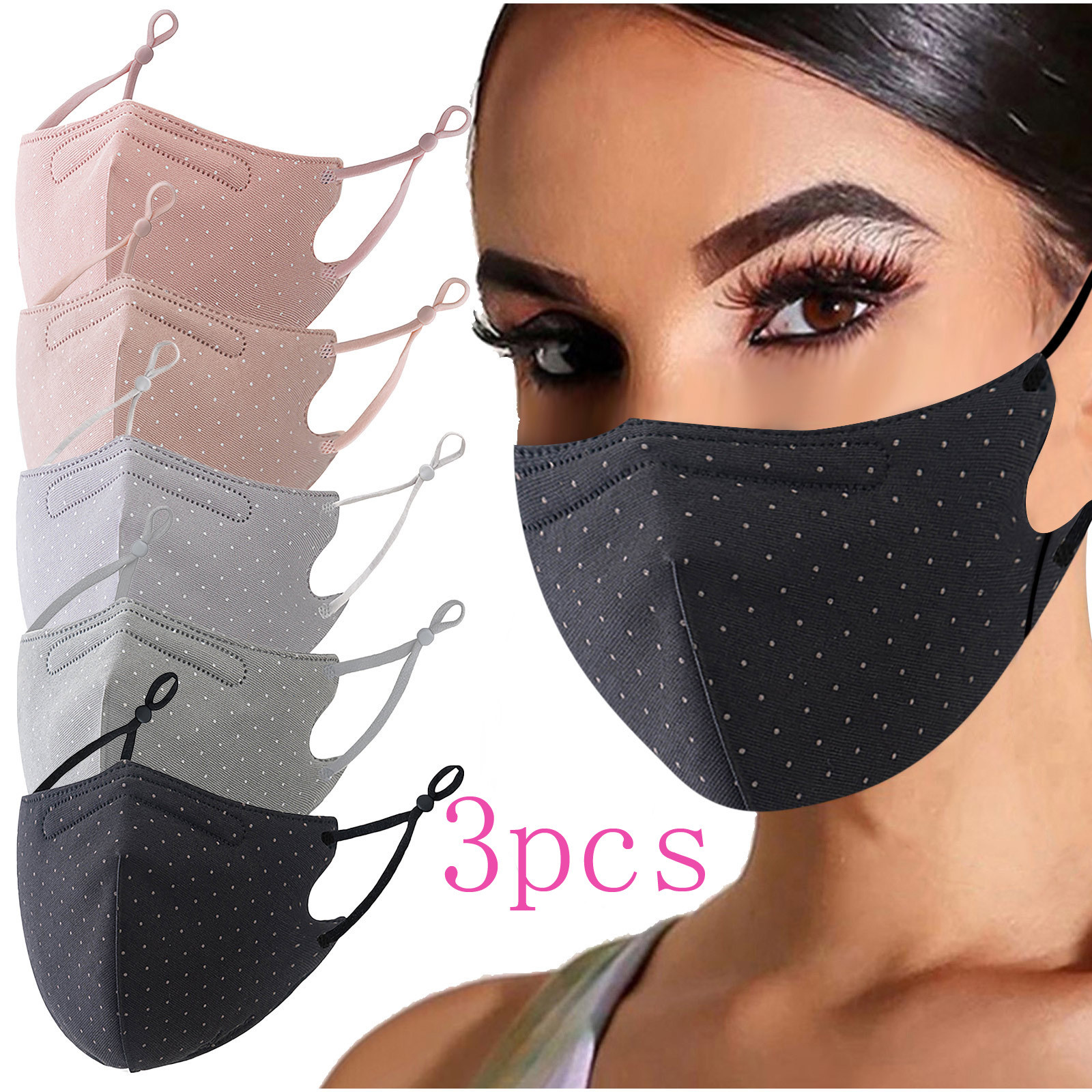 3pc Adult‘s Face Mask’ Woman Dot Mascarillas Halloween Cosplay Print Adjustable Safet Protect Masks Masque Mondkapjes mondmasker