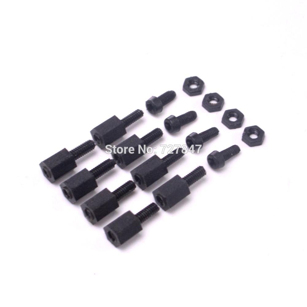 Flight Controller M2 Nylon Black Screw Nut Thread Spacers Plastic Screws Mounting Hardware Fixing Screws for Mini F3 / F4