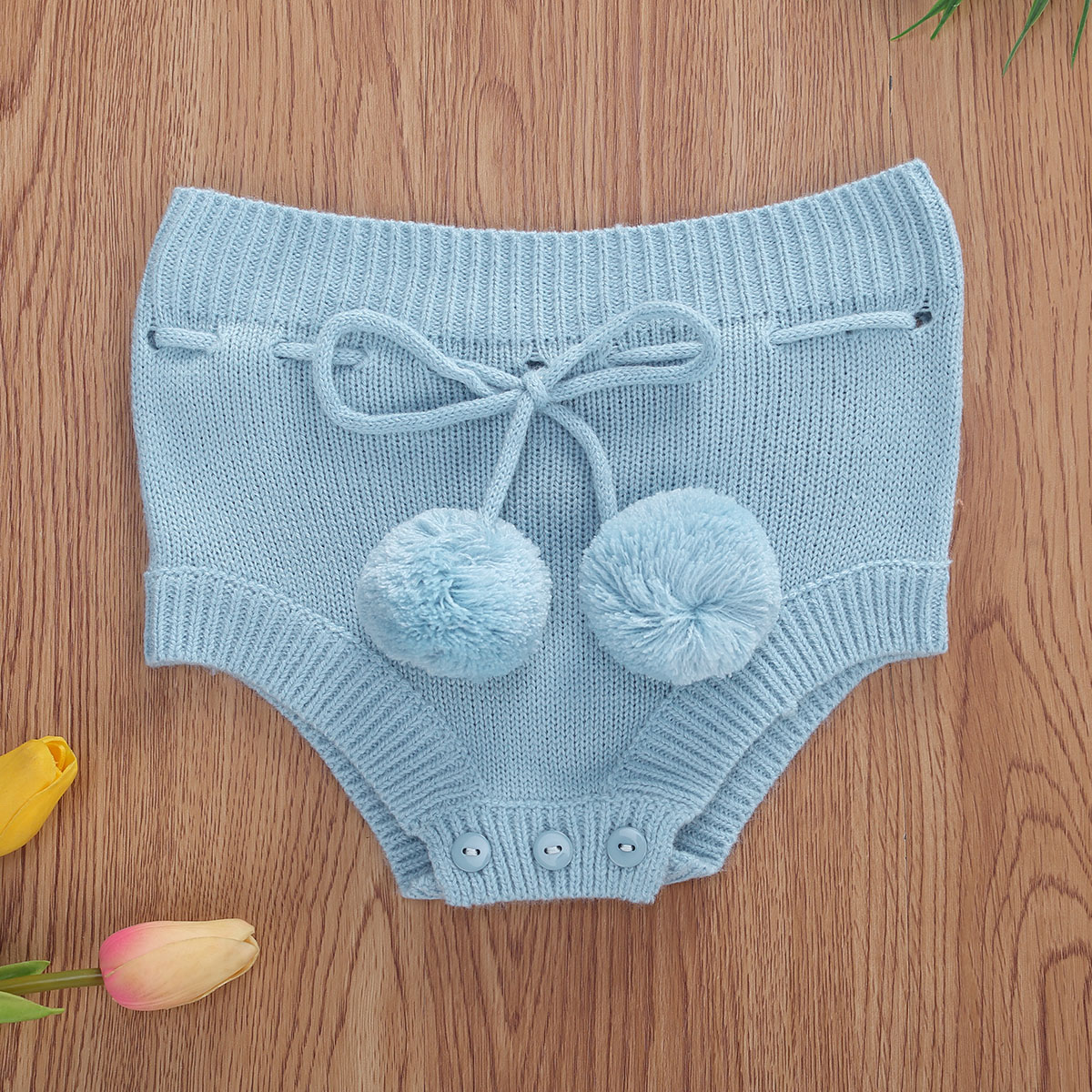 Cute New Autumn Winter Newborn Baby Shorts Pants Infant Kids Kintted Elastic Band Shorts With Balls Toddler Triangle Trouser