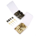 DRELD 100pcs 25x20mm Mini Butterfly Door Hinge Cabinet Jewellery Box Decorative Hinges Furniture Hardware +Screws+Storage Box