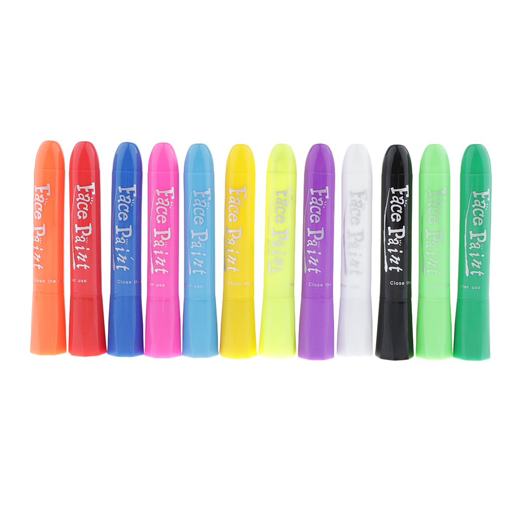 12pcs UV Glow In Dark Face Paint Crayon Sticks Body Painting Supply Make Up