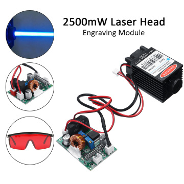 2.5W 450nm Blue Laser Module TTL 12V Focusable High Power + Goggles for CNC Cutting Laser Engraving Machine Woodworking Parts