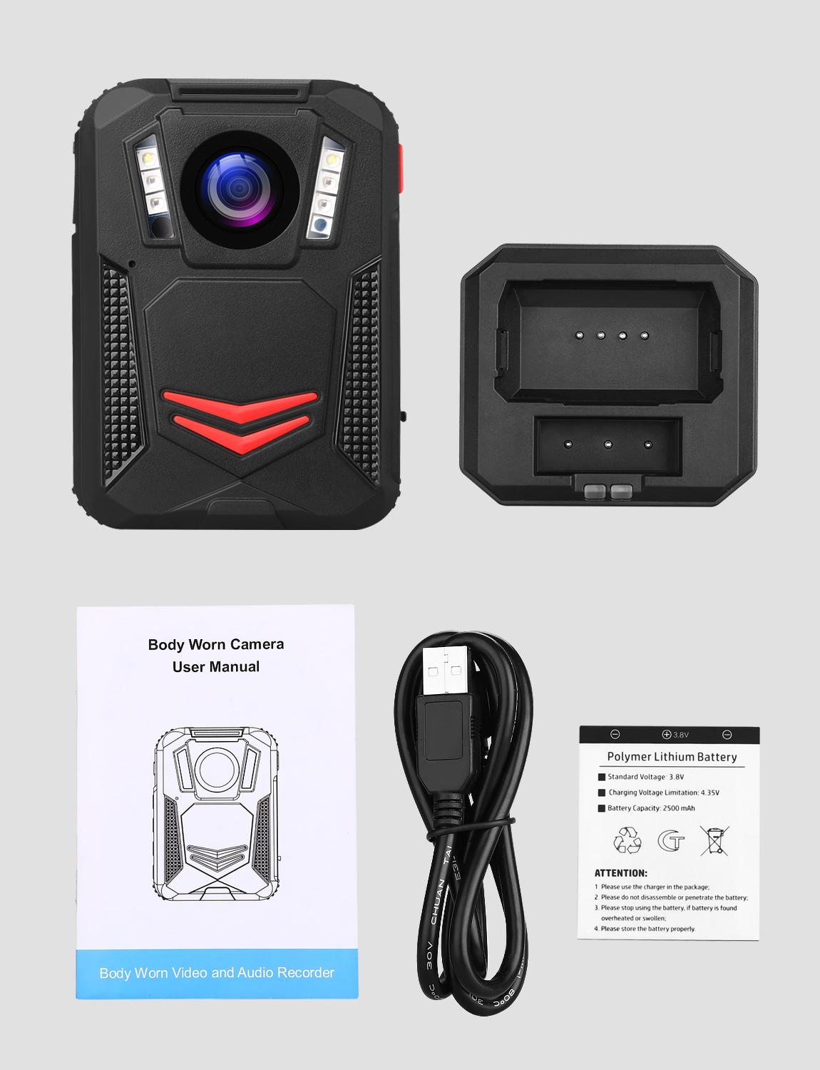 Boblov G2A Body Worn Camera 64GB HD 1296P DVR Video Security Cam IR Night Vision Wearable Mini Camcorders police camera