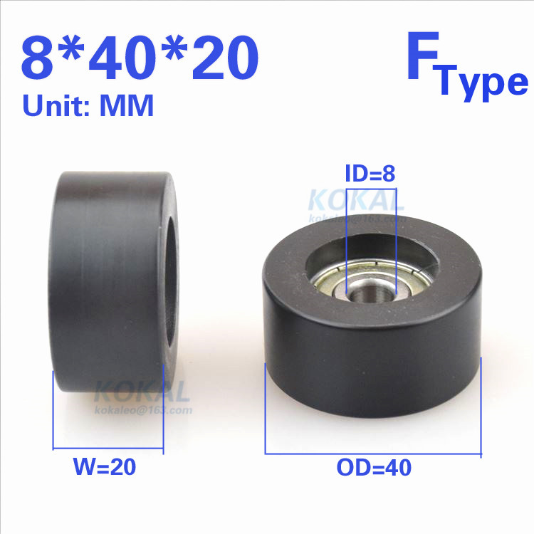 [F0840-20]1PCS inner diameter 8mm high quality PA66 Nylon sliding door window roller wheel equipment bearing pulley 0840 8*40*20