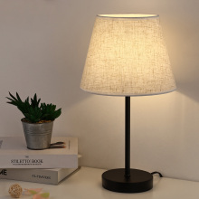 Minimalist Style Bedside Table Lamp with Linen Lampshade
