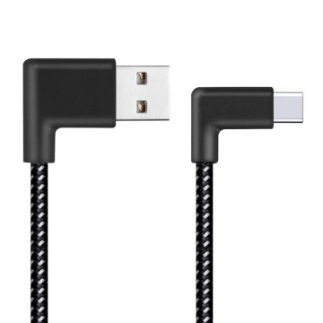0.2/1/2m L Shaped Connector USB Type-c Charging Cable 90 Degree Angle Nylon Braided Type C Data Sync Transfer Cord Wire Line