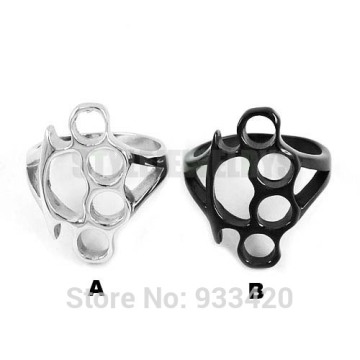 Silver Black color Knuckles Boxing Glove Ring Stainless Steel Jewelry Fashion Motor Biker Women Ring Wholesale R0554SEB