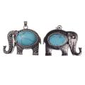 Vintage Turquoise Gemstone Elephant Pendant Necklace ​