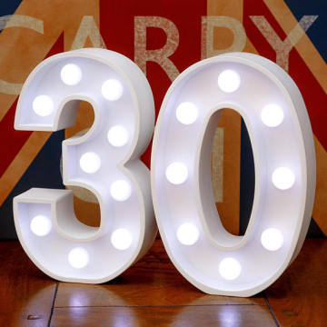 2pcs Light Up Number 23cm high sign Illuminated White 3D Marquee Letters with LED Lights Wall Hanging or Freestanding