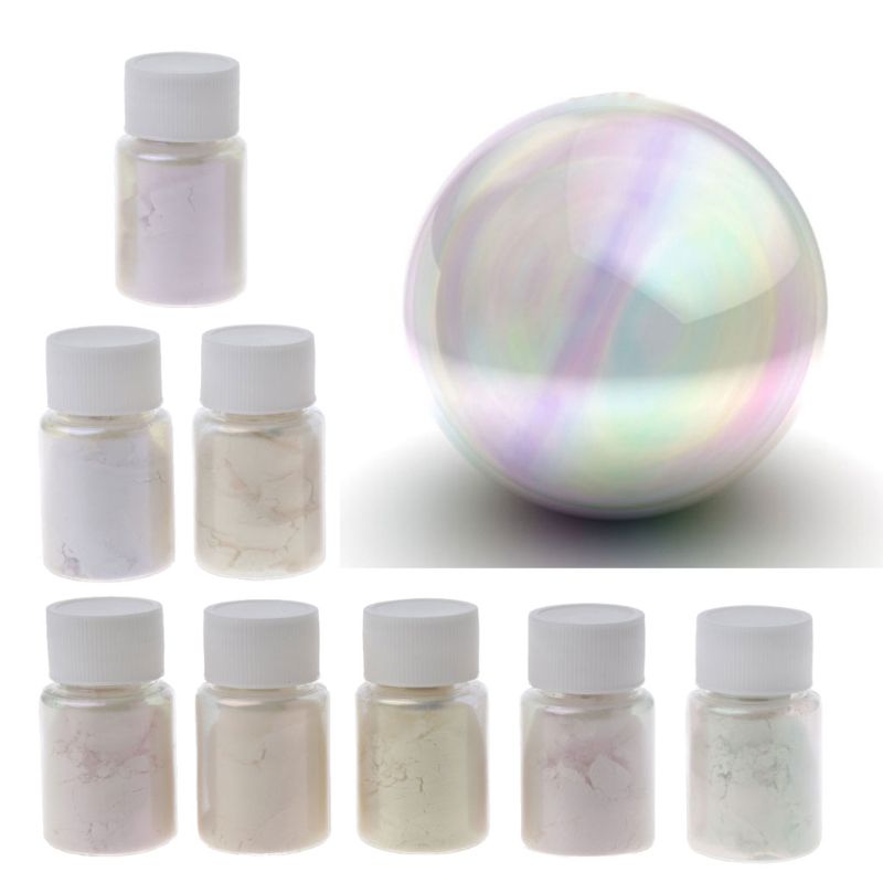 8 Colors Polarized Diamond Pearl Pigment Powder Aurora Mica Resin Pigments Kit 54DC