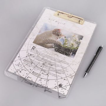 A4 Starry Sky Transparent Clipboard Writing Pad File Folders Document Holders School Office Stationery