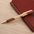 complex Double Wooden Ballpoint Pen color golden gift White and Red Stationery Office school supplies