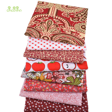 Red Floral Series,Cotton Plain Thin Fabric,Patchwork Clothes For DIY Quilting & Sewing,Fat Quarters Material,50x50cm