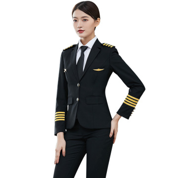 Airline Uniform Suit Female Pilot Captain Uniform Woman Coat + Pants Air Attendance Hotel Sales Manager Professional Clothing