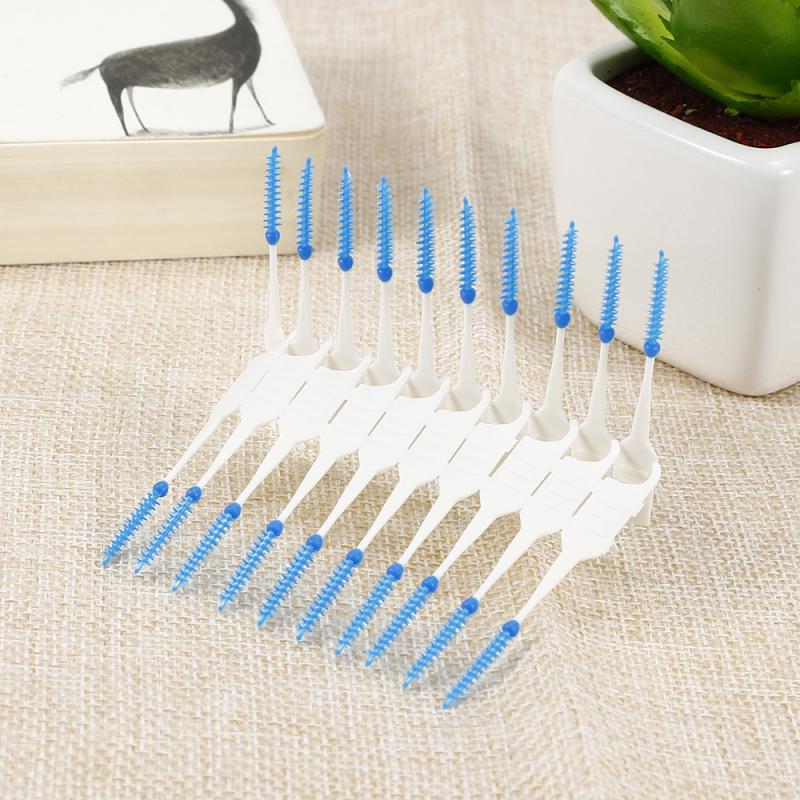 120PCS Dual Interdental Brush Tooth Flossing Head Teeth Hygiene Toothpick Tooth Pick Brush Floss Tooth Cleaning