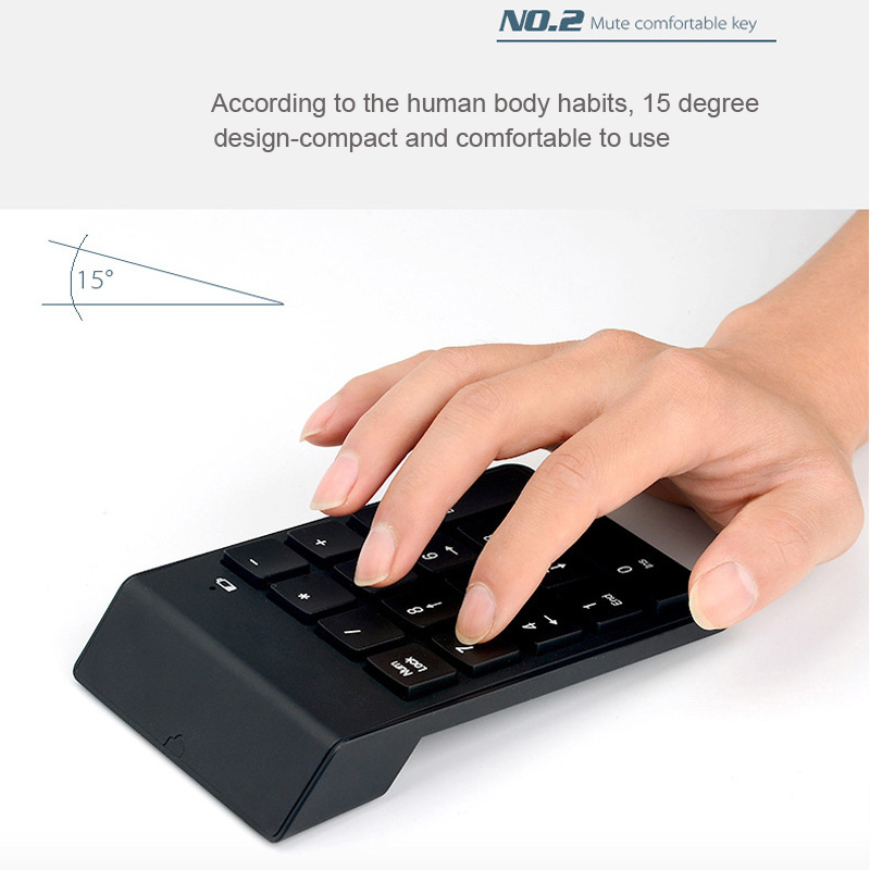 Erilles Small-size 2.4GHz Wireless Numeric Keypad Numpad 18 Keys Digital Keyboard for Accounting Teller Laptop Notebook Tablets