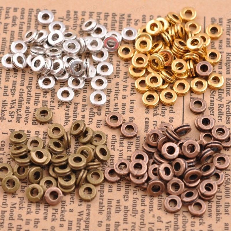 100Pcs Round spacer Tibetan Silver Metal Beads for Jewelry Making DIY jewelry Findings Pendant Charms for Bracelet Making 6MM