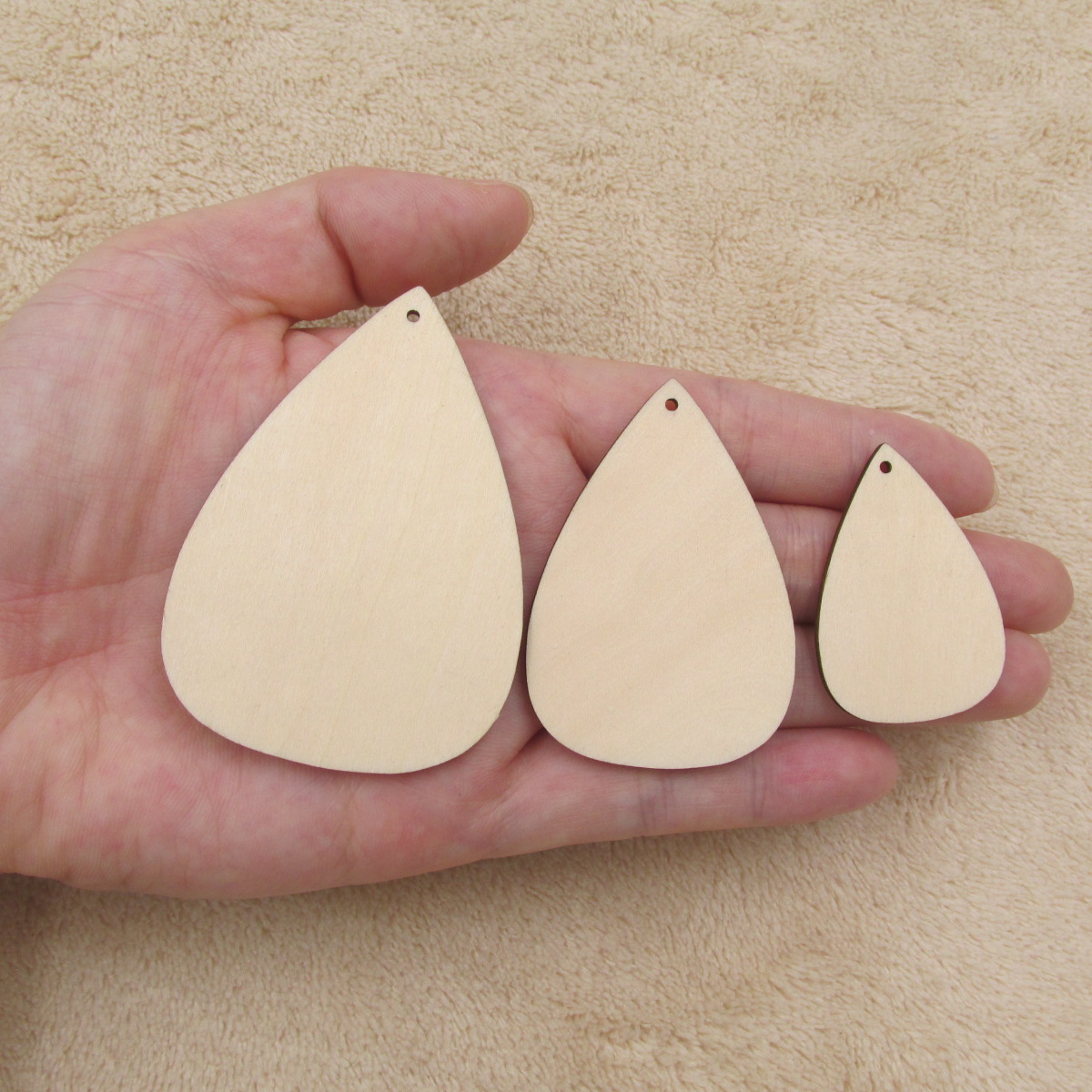 Unfinished Waterdrop Shapes Plywood Blank Wood Cutouts Crafts For Earrings Jewelry DIY Project