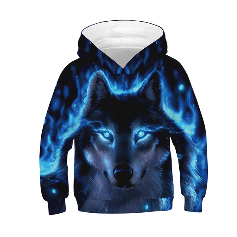 3D Print Lightning Wolf Girls Boys Hoodies Coat Teens Autumn Outerwear Kids Clothes Hooded Sweatshirt Child Long Sleeve Pullover