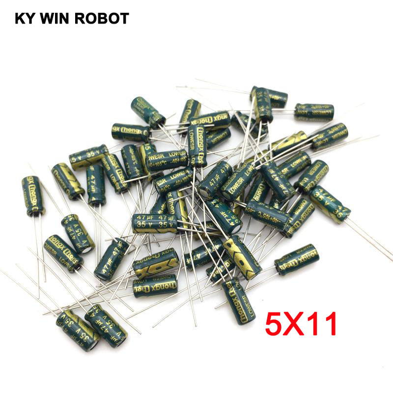 50pcs/lot 47UF 35V 105C 5X11mm Aluminum Electrolytic Capacitor 35V47UF radial lead 50pcs