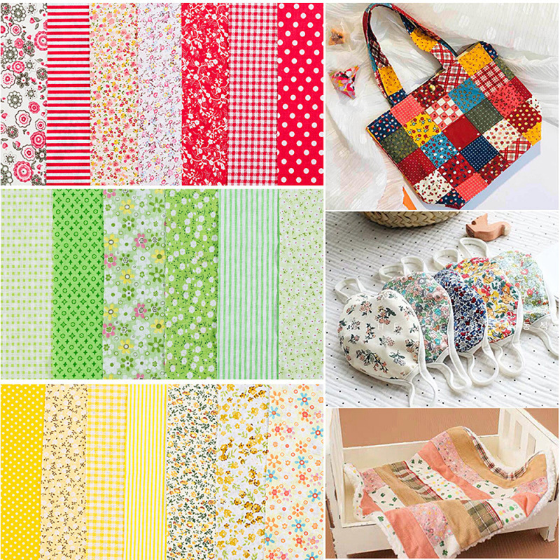 7pcs Floral Pattern Patchwork Cotton Cloth Fabric Home Textile Craft DIY Handmade Craft Sewing Clothing Supplies