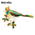 Wuli&baby Green Purple Lark Bird Brooches Women Alloy Animal Enamel Brooch Pins Gifts