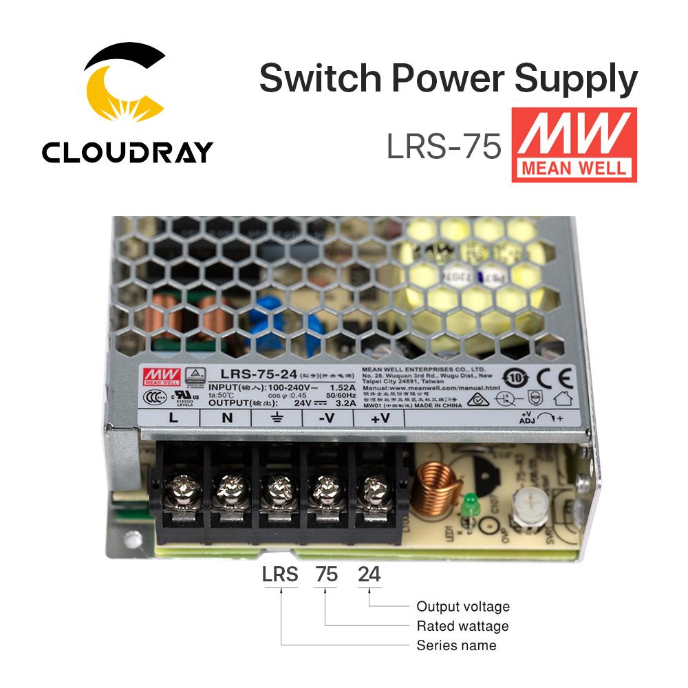 Meanwell LRS-75 Switching Power Supply 12V 6A / 24V 3.2A 75W Original MW Taiwan Brand for Laser Controller