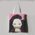 Anime Demon Slayer Kamado Tanjirou Printed Canvas Shopping Bag Reusable Ladies Tote Bag Daily Beach Bag