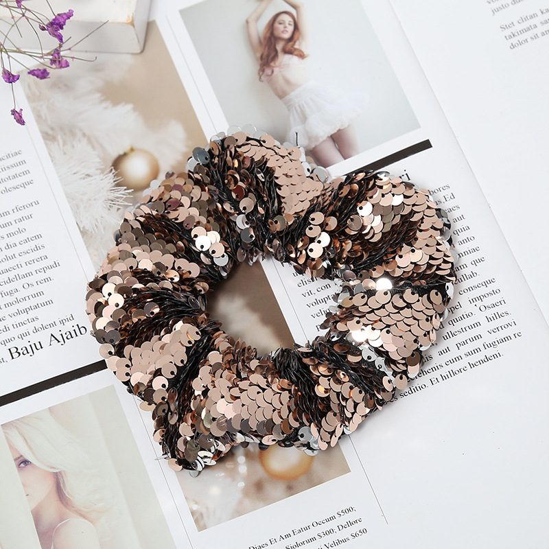 Colored Sequin Hair Scrunchies Women hair Accessories Scrunchies Elastic Hair Rope Bow Ties Ponytail Holder Hairband