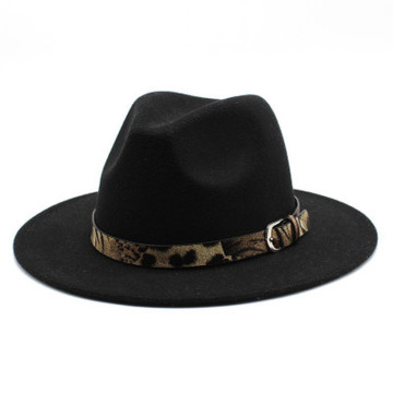 felt hats women men wide brim western cowboy winter women hats leopard belt buckle formal dress white green jazz new fedora hats