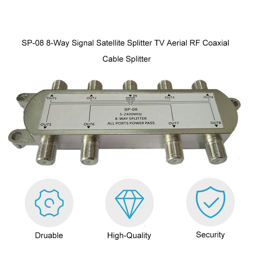 High Quality GSP-08A 8-Way Signal Satellite Splitter TV Antenna RF Coaxial Cable Splitter