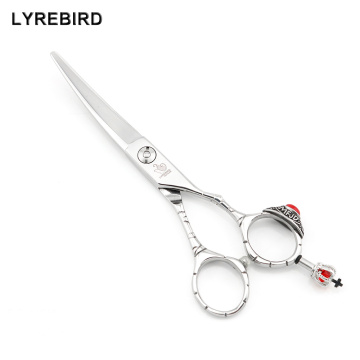 Professional hair shears 5.5 INCH Curved scissors Japan 440C Barber scissors Crown handle Lyrebird TOP CLASS NEW