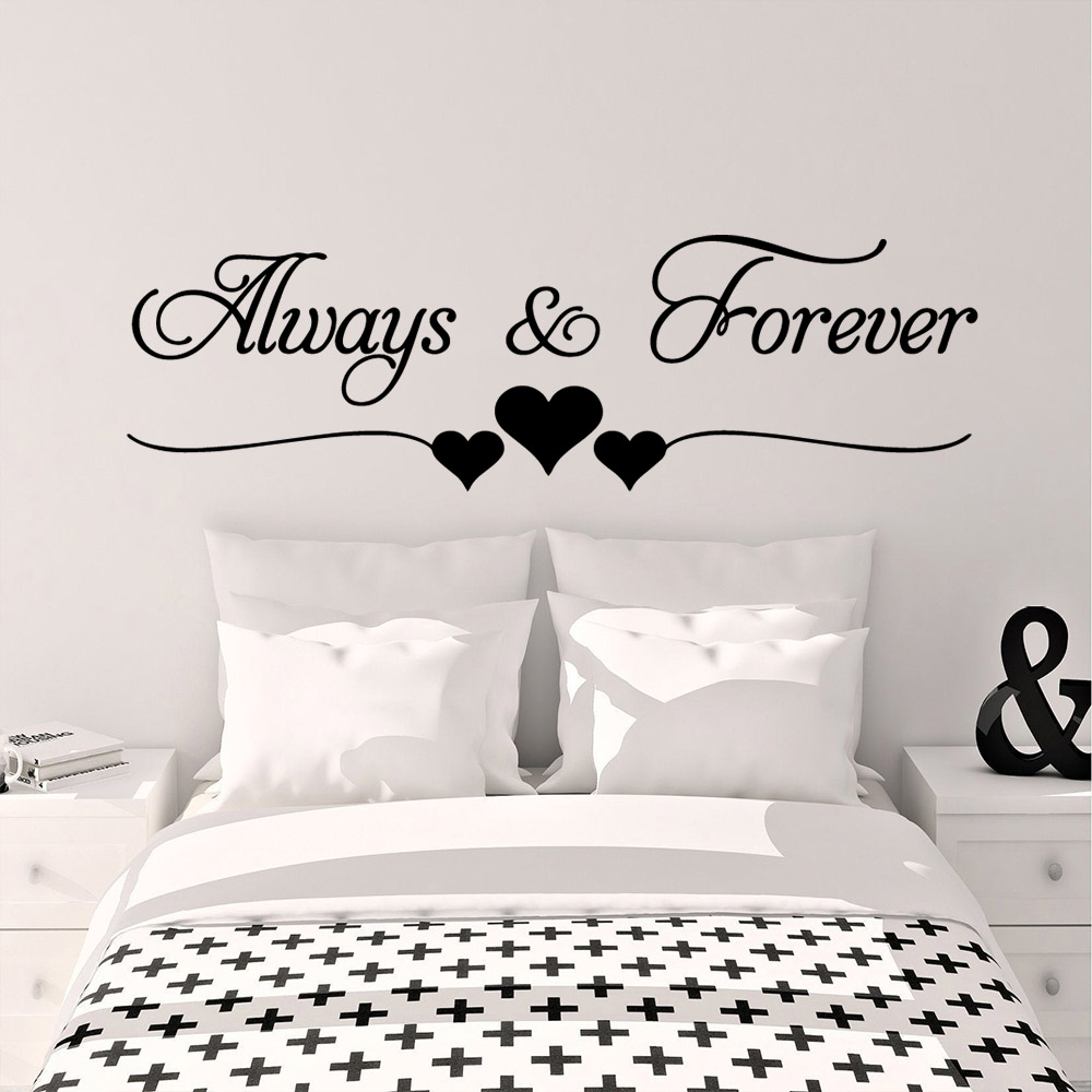 Romantic Love Always Forever Wall Sticker For Bedroom Decor Living Room Decoration Stickers Mural Removable Wall Decals Decor