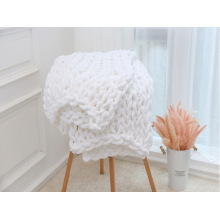 Nordic Soft Hand Chunky Knitted Chenille Blanket Thick Yarn Wool-like Polyester Bulky Winter Warm Knitted Blankets Sofa Bed Home