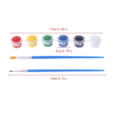 6 Colors Acrylic Paints w/ 2 Brushes Nail Art Wall Oil Painting Tools Art Supply