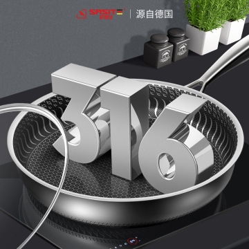 316 stainless steel frying pan No lampblack non-stick cookware Uncoated General use of gas for electromagnetic furnace cookware