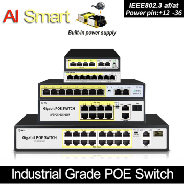 4 port 48V POE switch Ethernet Switch with IEEE 802.3 af/at Suitable for IP camera/Wireless AP/CCTV camera system