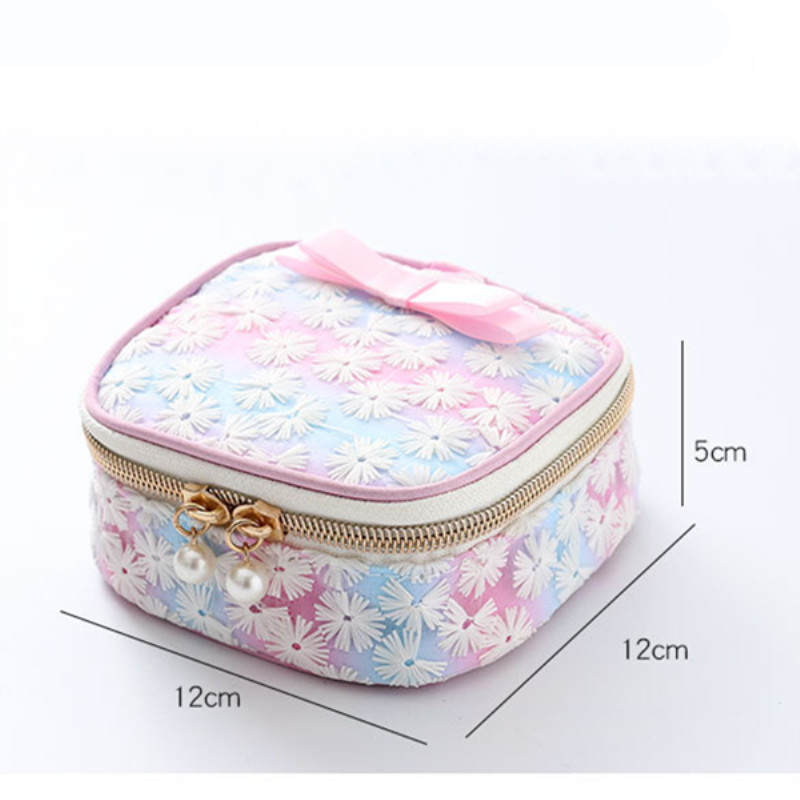 Net Yarn Embroidery Girls Diaper Sanitary Napkin Storage Bag Sanitary Pads Bags Cosmetic Jewelry Organizer Makeup Pouch Case