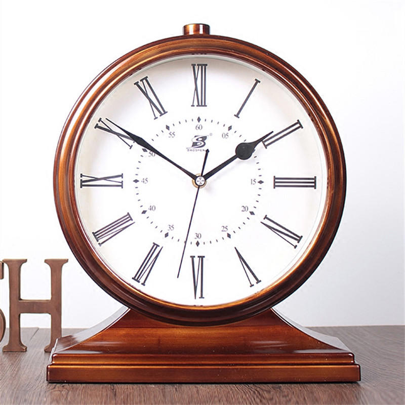 European Retro Table Clock Living Room Bedroom Large Office Desktop Silent Clock Pendulum Seat Clock Home Decoration