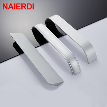 NAIERDI Kitchen Cabinet Knobs Handles Zinc Alloy Modern Silver Furniture Handle for Cabinet Drawer Pulls Hardware 96mm/128mm