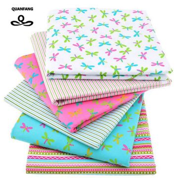 Print Twill Cotton Fabric For Sewing Doll Baby Bedding Clothes Dress Skirt Patchwork Dragonfly Tissue Material 6pcs/Lot 40x50cm