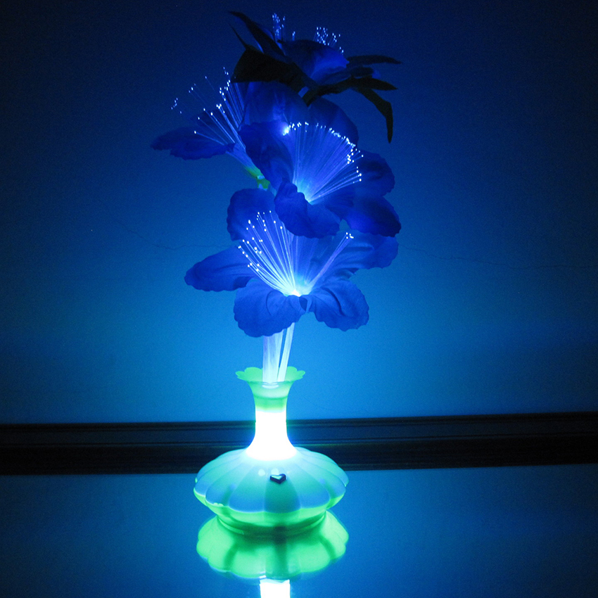 Fiber Optic Light Flower Vase Artificial Floral Arrangement LED Color Changing Fiber Optic Lamp Nightlight for Party Decoration