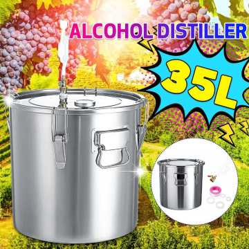 Efficient 9.2GAL/35L DIY Home Brew Distiller Moonshine Alcohol Still Stainless Copper Water Wine Essential Oil Brewing Kit