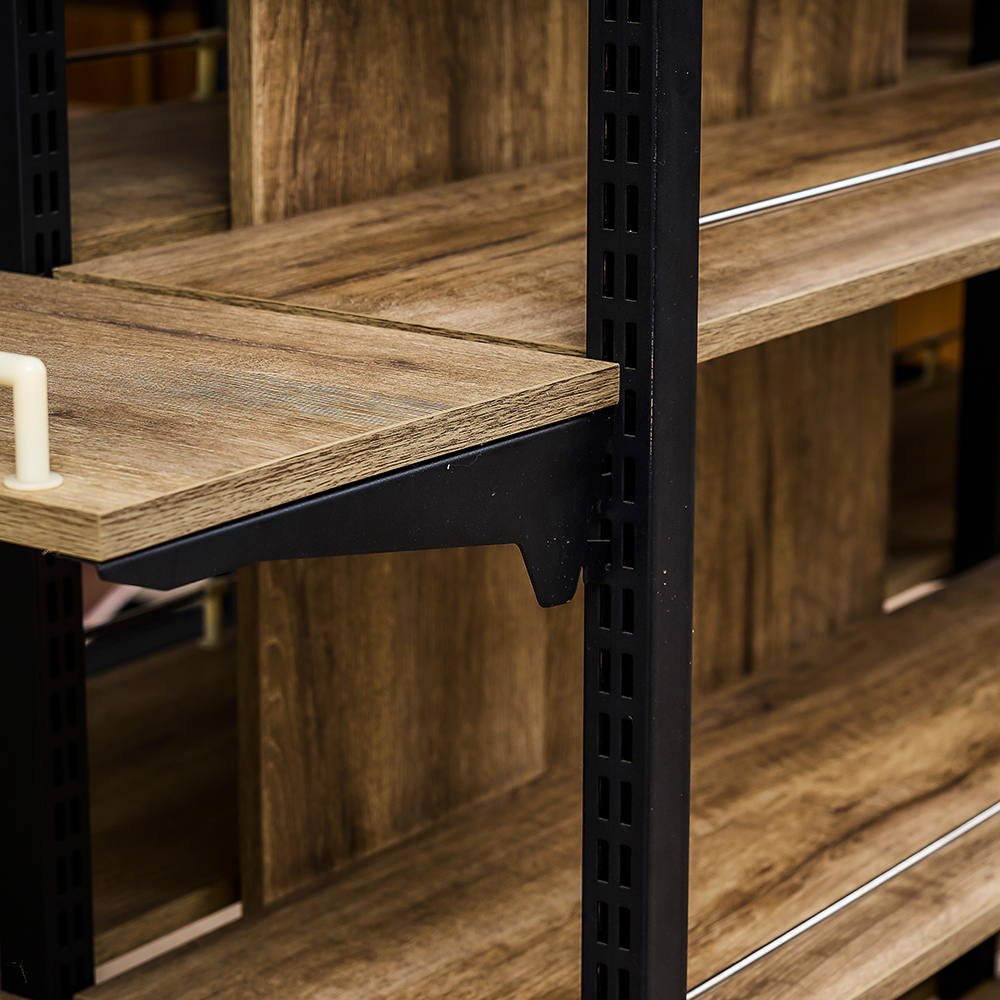 steel and wood shelves