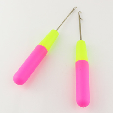 1pcs Portable Handle Wig Making Tools, Pink & Lemon Color Plastic Wig Needle Crochet Hook For Hair Extensions
