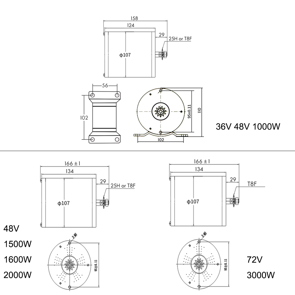 Electric Scooter Motor Kit Electric Go kart kit 2000W 3000W 48V-72V Electric Motor for Skateboard Ebike Motor Controller 50A