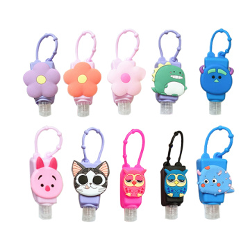 Portable Safe Gel Holder Cartoon Silicone Mini Hand Sanitizer Holder Travel Hangable Liquid Soap Dispenser Containers For Kids